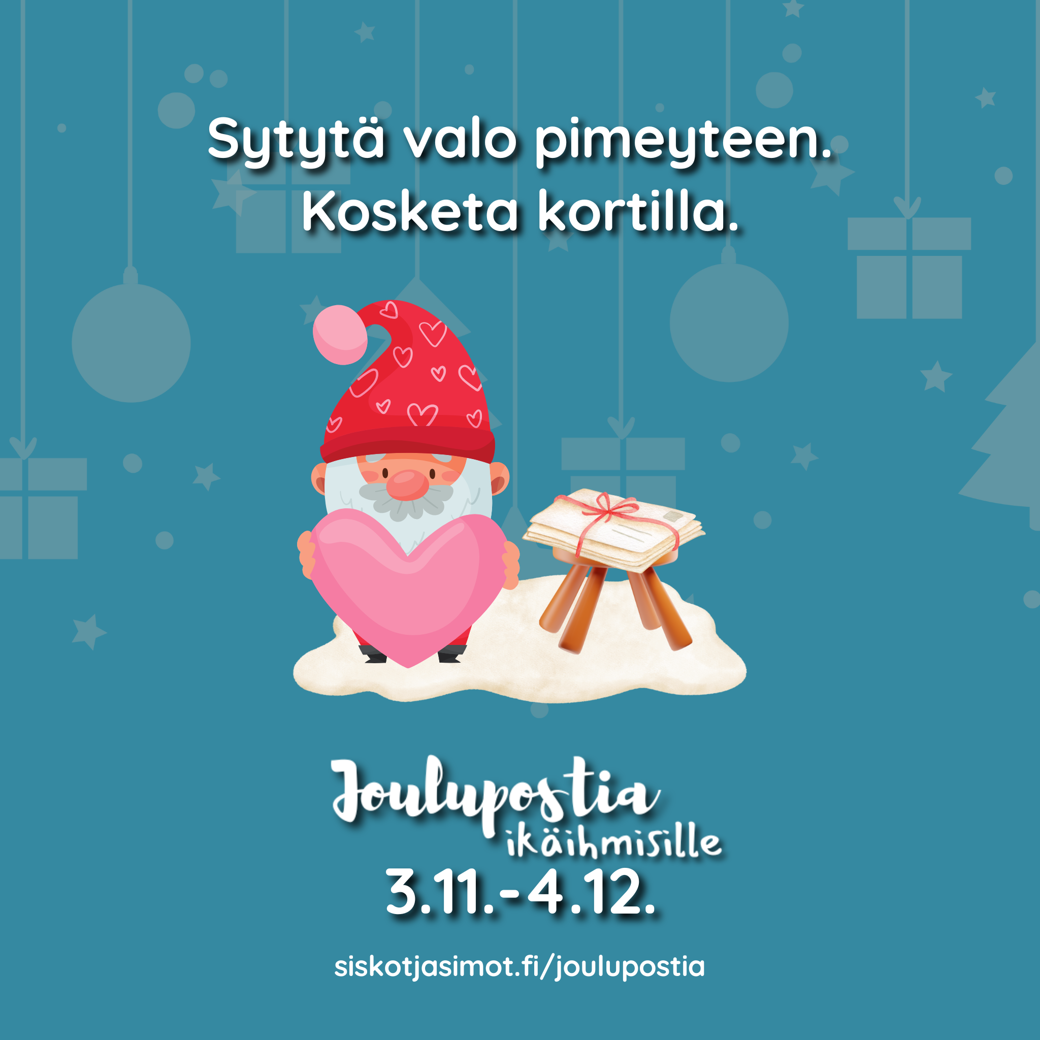Joulupostia ikäihmisille -kampanja on 3.11.-4.12.25